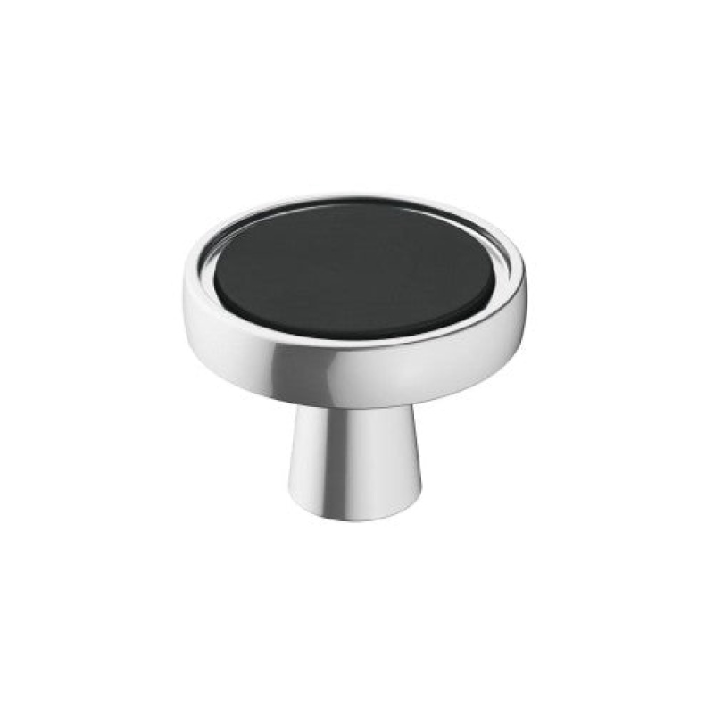 Mergence Zinc Cabinet Knob - Matte Black / Polished Chrome - 1 3/8" (35 Mm)