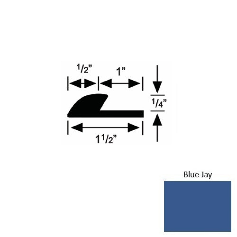 Solid 35 Blue Jay Rubber Underlap Carpet Edge - 1 1/2" X 9 Ft (108") X 1/4"