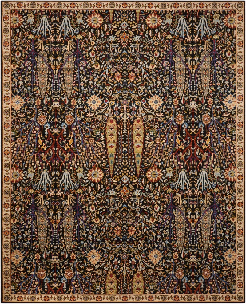 Timeless Navy Wool Traditional Area Rug 9 Ft x 12 Ft