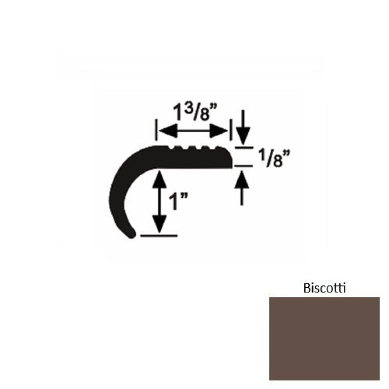 Solid 06 Biscotti Rubber Domestic Stair Nosing (Rd) - 1 3/8" X 9 Ft (108")