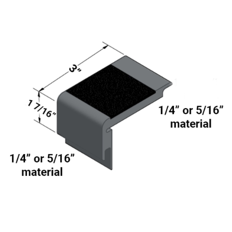 Johnsonite Bedrock Vinyl Moulding, 3 3/16" x 12 ft Visually Impaired Double Undercut Stair Nose