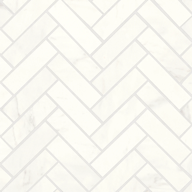 Magnifica Era Luxe White Porcelain Mosaic - 1" X 4" Herringbone - Honed