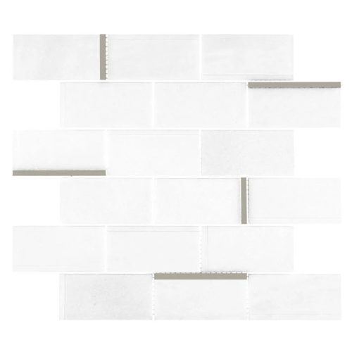 Cubist Thassos Marble Mosaic - Abstract - Honed & Brushed