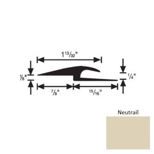 Flextones Neutrail Vinyl 167 Tile And Carpet Joiner - 1/4" X 12 Ft - Thermoplastic