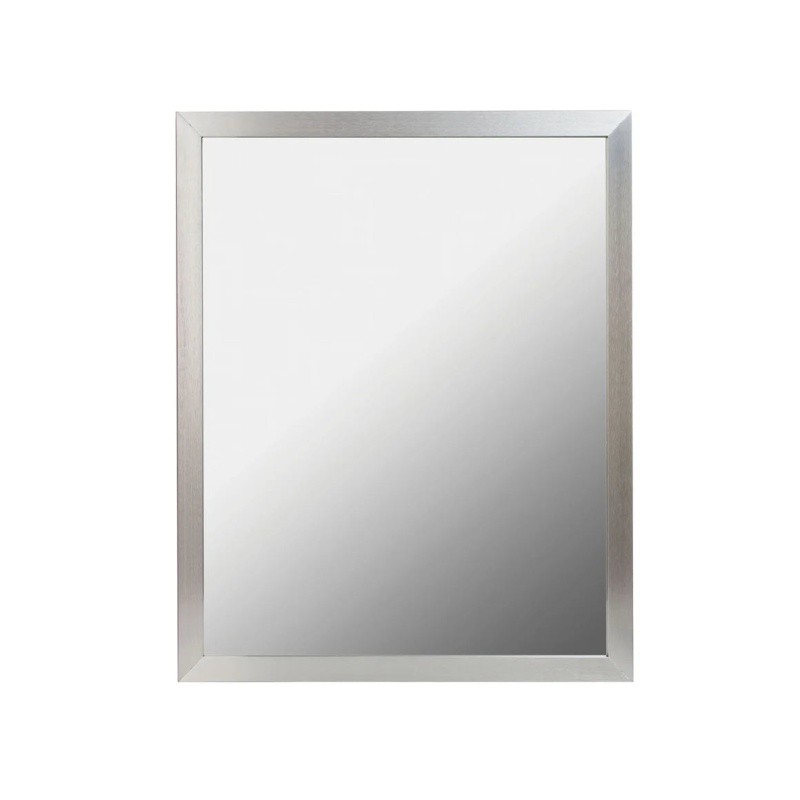 Brushed Nickel Aluminum Framed Bathroom Mirror - 24" X 30" X 1" - Brushed Nickel