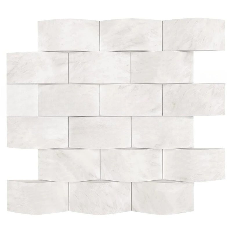 Oriental White Marble Mosaic - 2" X 4" Wavy Brick