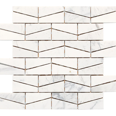 Stone A La Mod Contempo White Natural Stone Mosaic - 2" X 3" Wedge - Polished