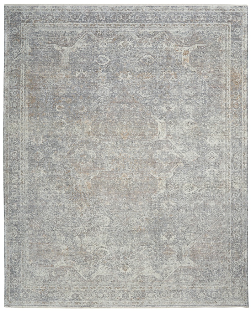 Starry Nights Stn03 Silver / Cream Viscose Vintage Area Rug - 8 Ft X 10 Ft