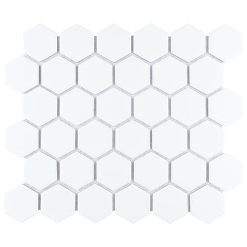 Hudson Due White Porcelain Mosaic - Hexagon - Matte
