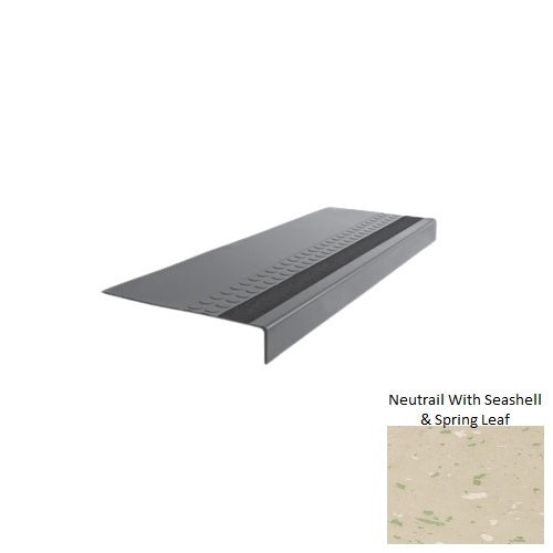 Spextones Neutrail With Seashell & Spring Leaf Type 585 With Flush Ribbed / Smooth Insert Distinct Designs Rubber - 12" X 72" Stair Tread - Rbt Radial High Profile Design
