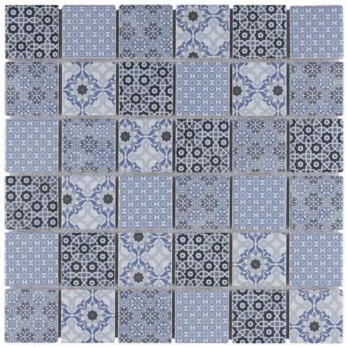 Classico Blue Porcelain Mosaic - 11 3/4" X 11 3/4" - Glossy