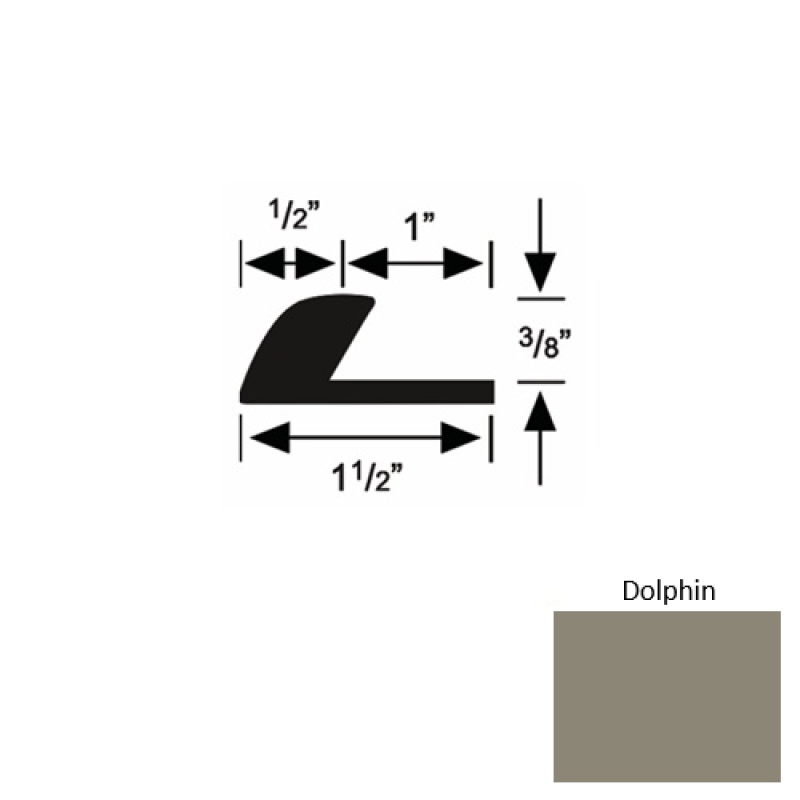 Solid 37 Dolphin Rubber Underlap Carpet Edge - 1 1/2" X 9 Ft (108") X 3/8"