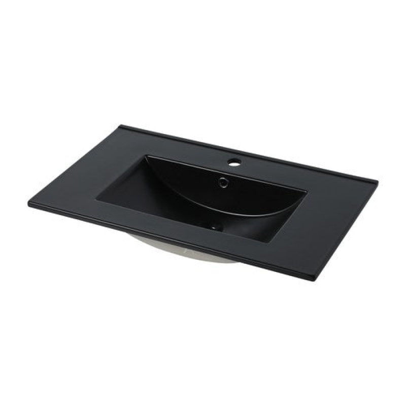 Black Ceramic Top Mount Drop In Bathroom Sink