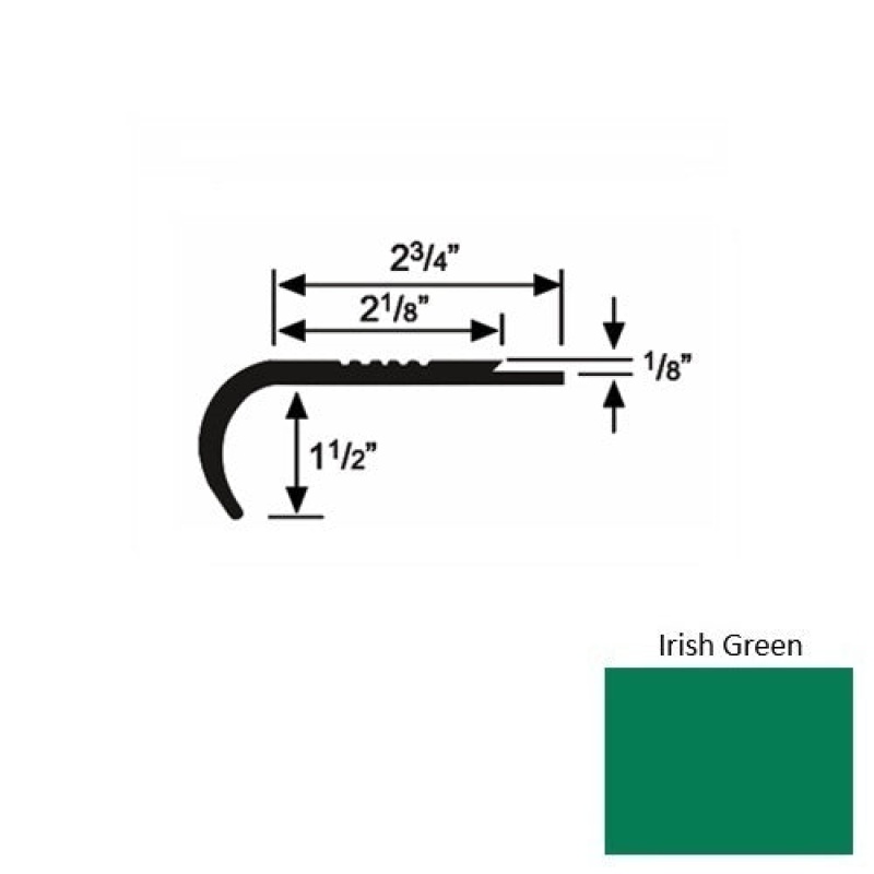 Solid 10 Irish Green Rubber Underlap Stair Nosing