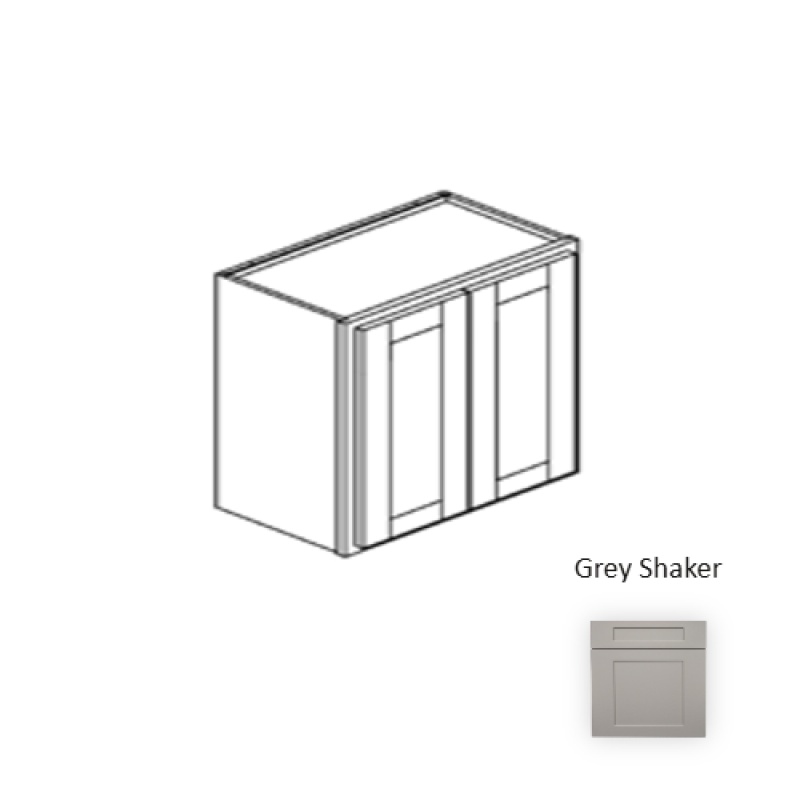 Framed Shaker Premium Grey Shaker Natural Clear Coat Wood Kitchen Wall Cabinet - 36" X 42" X 12" - Natural Clear Coat