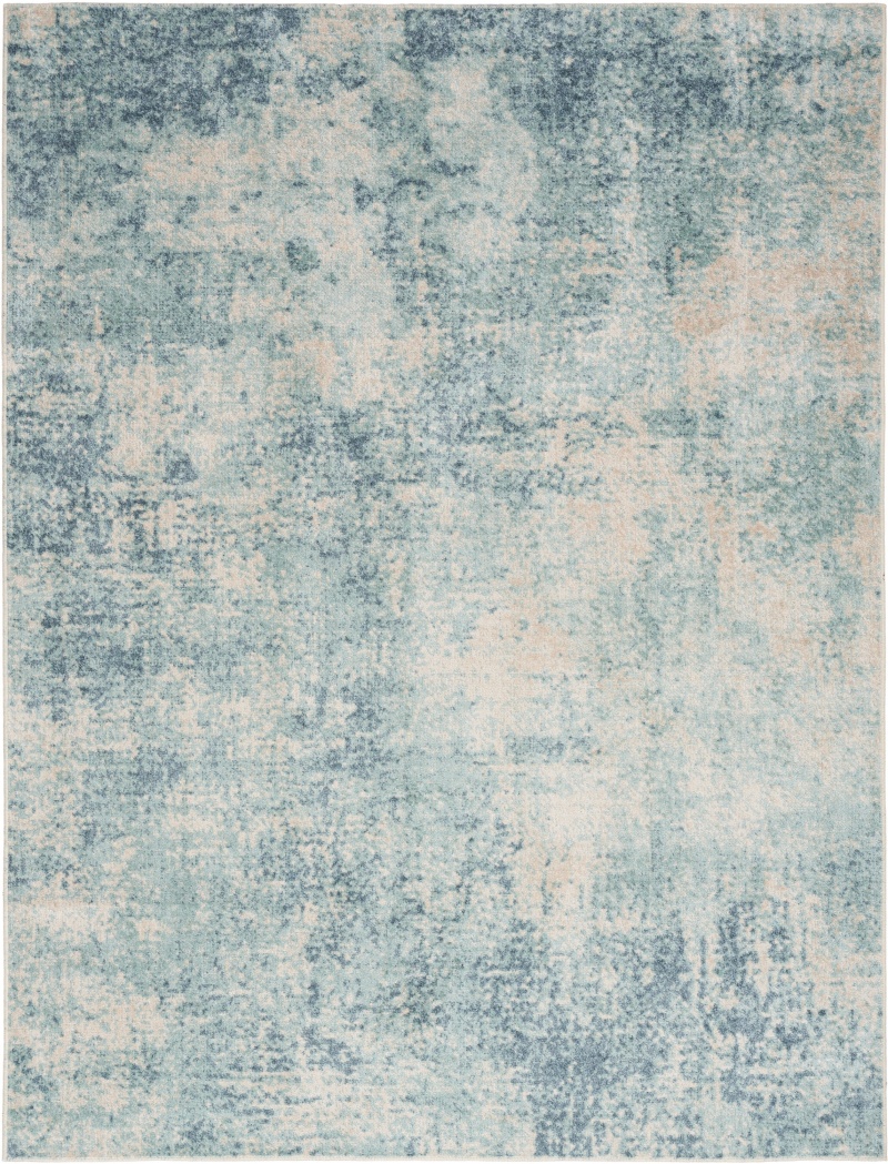 Astra Machine Washable Blue Ivory Area Rug