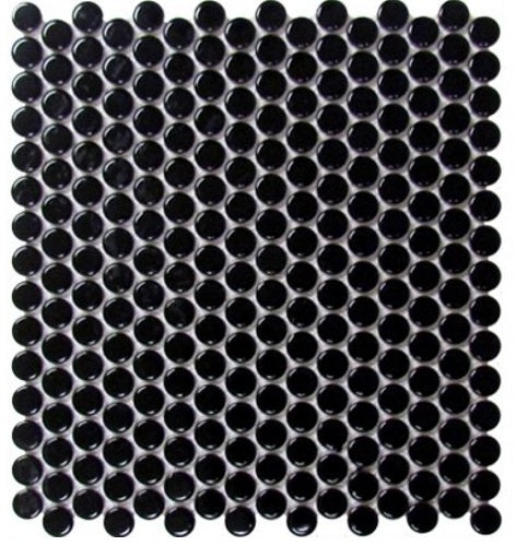 Black Porcelain Mosaic - Penny Round