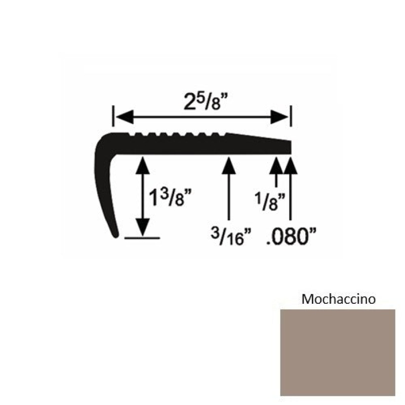 Solid 03 Mochaccino Rubber Residential Stair Nosing (Sq) - 2 5/8" X 9 Ft (108")