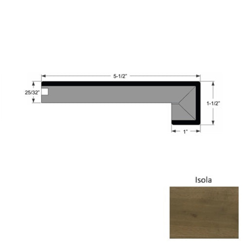 La Grande Isola Hardwood Moulding / Trim - 5 1/2" X 118" Square Stair Nose - Urethane