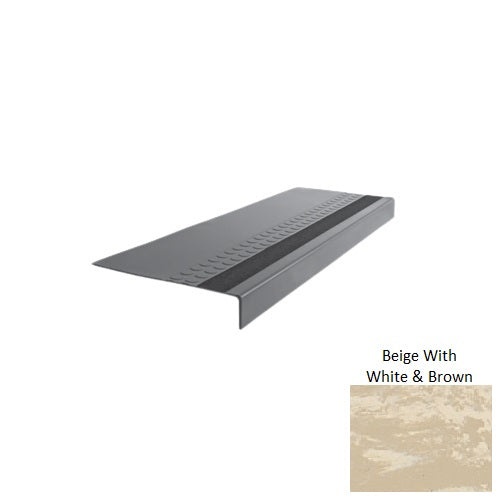 Evolving Styles Creative Elements Beige With White & Brown Type 585 With Flush Ribbed / Smooth Insert Distinct Designs Rubber - 12" X 72" Stair Tread - Rbt Radial High Profile Design