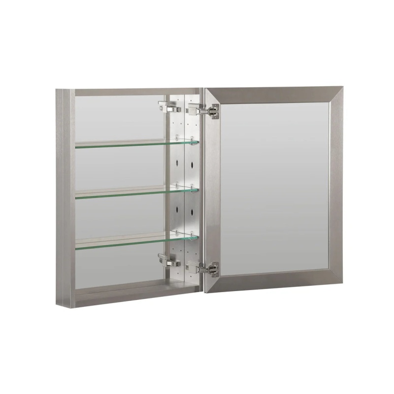 Brushed Nickel Aluminum Recessed / Surface Mount Medicine Cabinet - 23" X 30" - Brushed Nickel