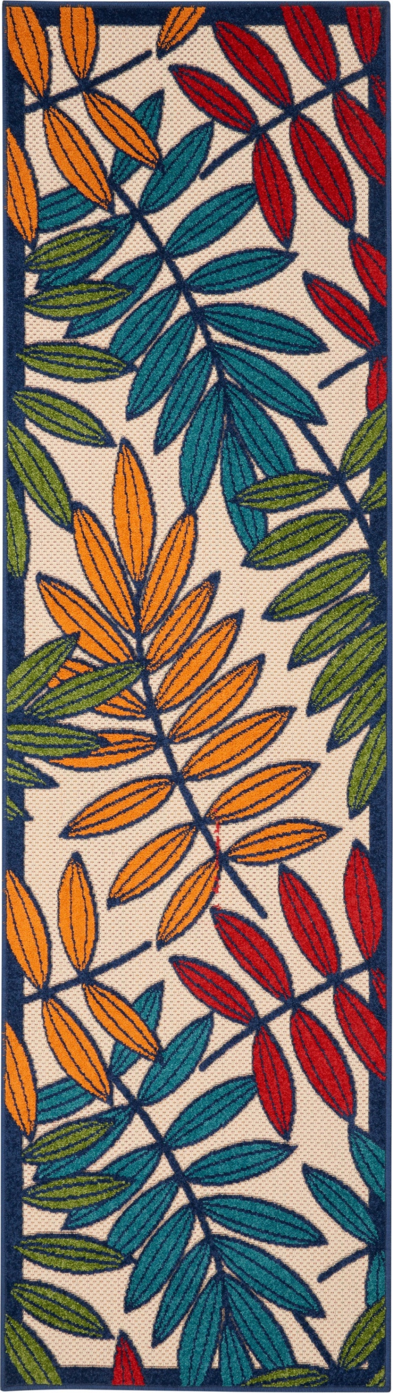 Aloha Alh18 Multicolor Polypropylene Tropical Area Rug - 8 Ft Runner