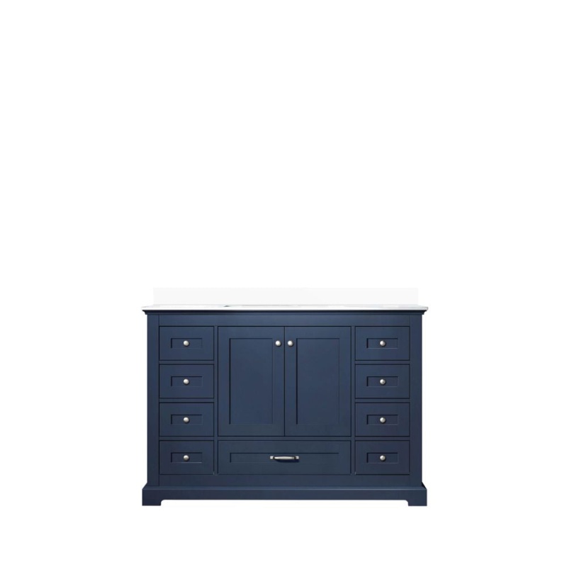 Dukes Navy Blue Wood Freestanding Single Sink Bathroom Vanity With Cultured Marble Top - 48"