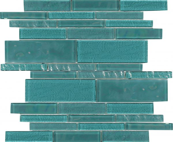 Aquatica Treasure Greenstone Glass Mosaic - Random Linear - Glossy