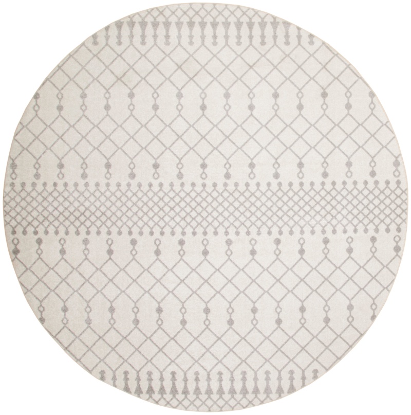 Astra Machine Washable Ivory Round Area Rug, 5 Ft
