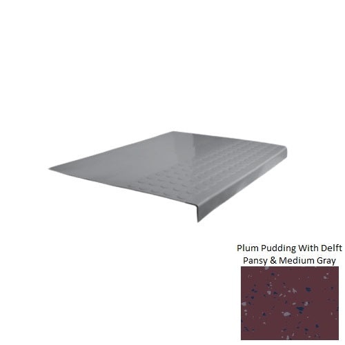 Spextones Plum Pudding With Delft Pansy & Medium Gray Type 701 Distinct Designs Rubber - 12" X 72" Stair Tread - Rgt Radial Ii Raised Disc Design