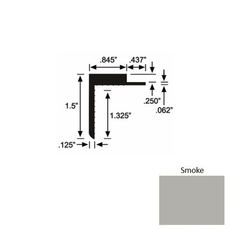 Solid 57 Smoke Rubber Landing Trim - 1 1/2" X 98"