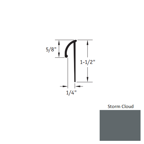 Johnsonite Storm Cloud Vinyl Moulding / Trim - 1/4" X 12 Ft (144") L Cap Cove Cap - L Cap Cove Cap
