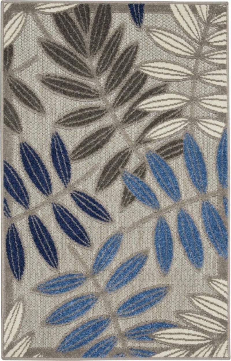 Aloha Grey Blue Indoor-Outdoor Area Rug, 4 Ft x 6 Ft
