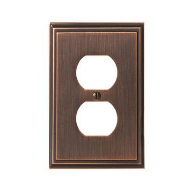 Mulholland Zinc 1 Gang Duplex Outlet Wall Plate - Oil Rubbed Bronze - 1-Gang