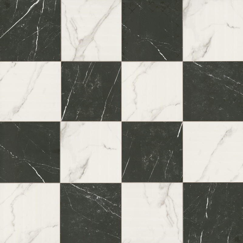Casa Duet Calacatta Marquina Checkered Porcelain Tile
