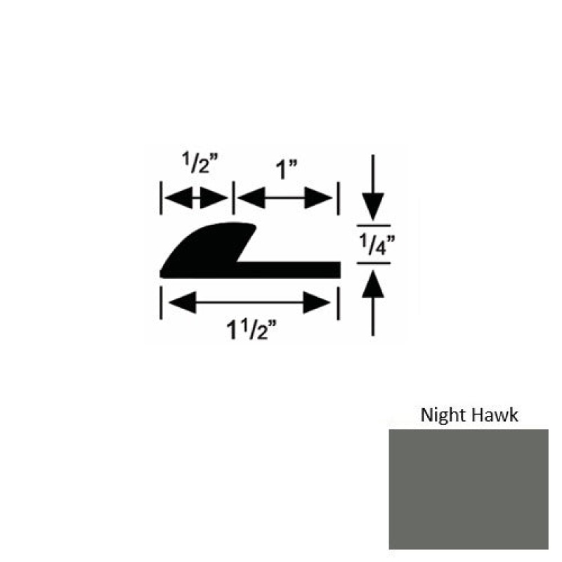 Solid 35 Night Hawk Rubber Underlap Carpet Edge