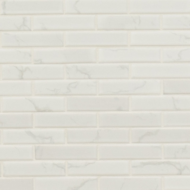 Carrara Porcelain Mosaic - 1" X 4" Brick - Matte