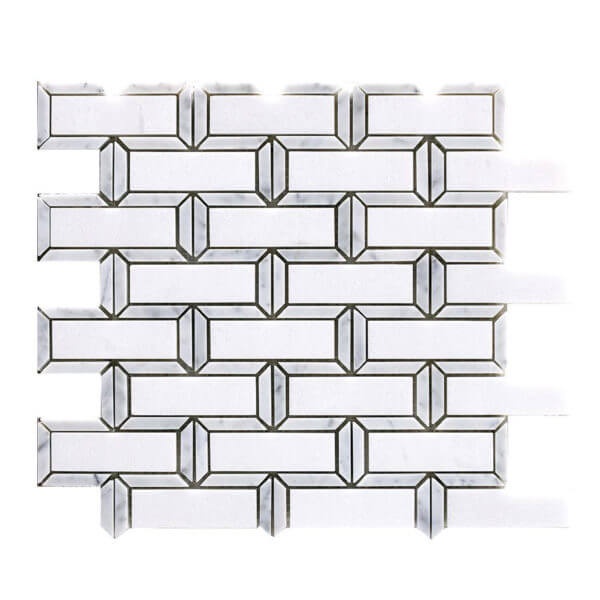 Thassos & Carrara Frame Marble Mosaic - Brick - Natural