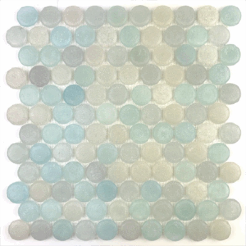 Liquid Drop Clearwater Glass Mosaic - 1" X 1" Penny Round - Matte
