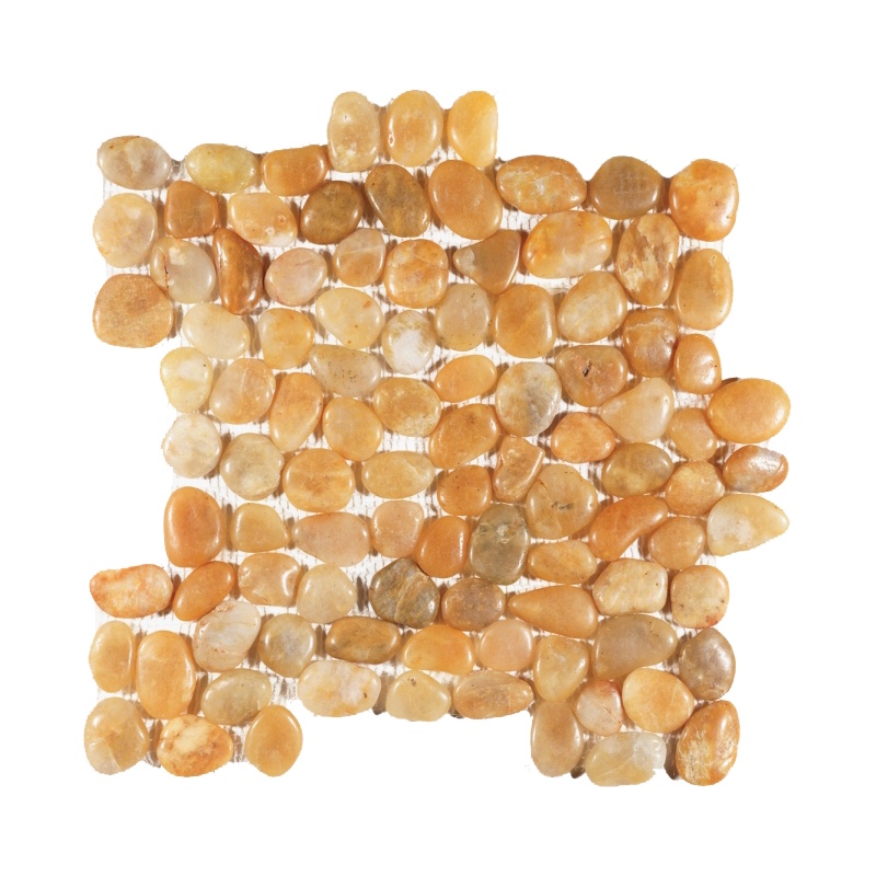 Yellow Marble Pebble - 12" x 12" - Flat Polished