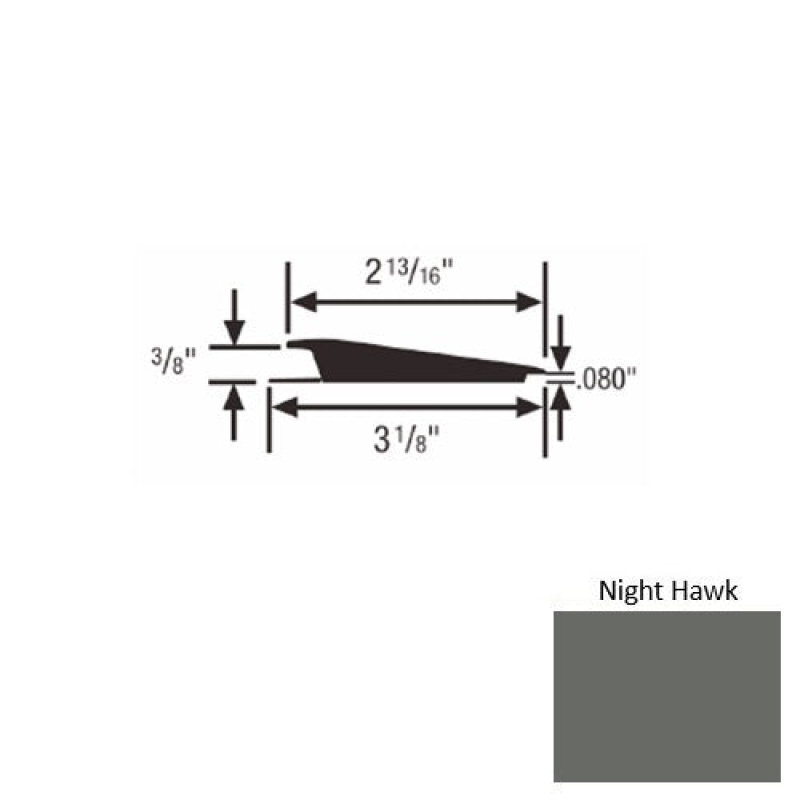 Solid 66 Night Hawk Rubber Rolling Traffic Transition - 3 1/8" X 9 Ft (108") X 3/8" - 0.080"
