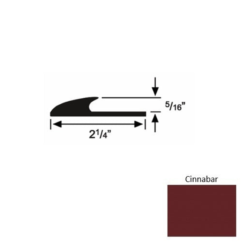 Solid 39 Cinnabar Rubber Glue Down Carpet Edge - 2 1/4" X 9 Ft (108") X 5/16"
