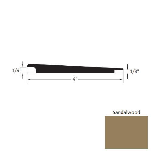 Johnsonite Sandalwood Vinyl Moulding / Trim - 4" X 12 Ft (144") X 1/4" - 1/8" Wheeled Traffic Transition - Wheeled Traffic Transition