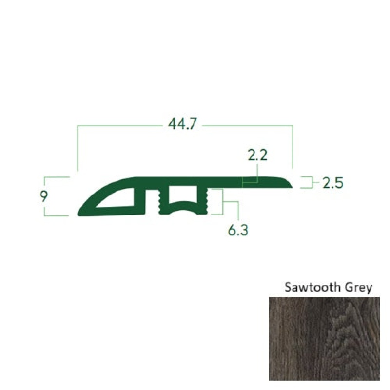 Quick Fit Sawtooth Grey Luxury Vinyl Moulding / Trim - 94" Reducer - Ceramic Bead