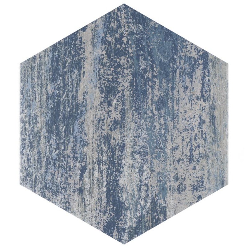 Cassis Blue Textured Porcelain Hexagon Tile