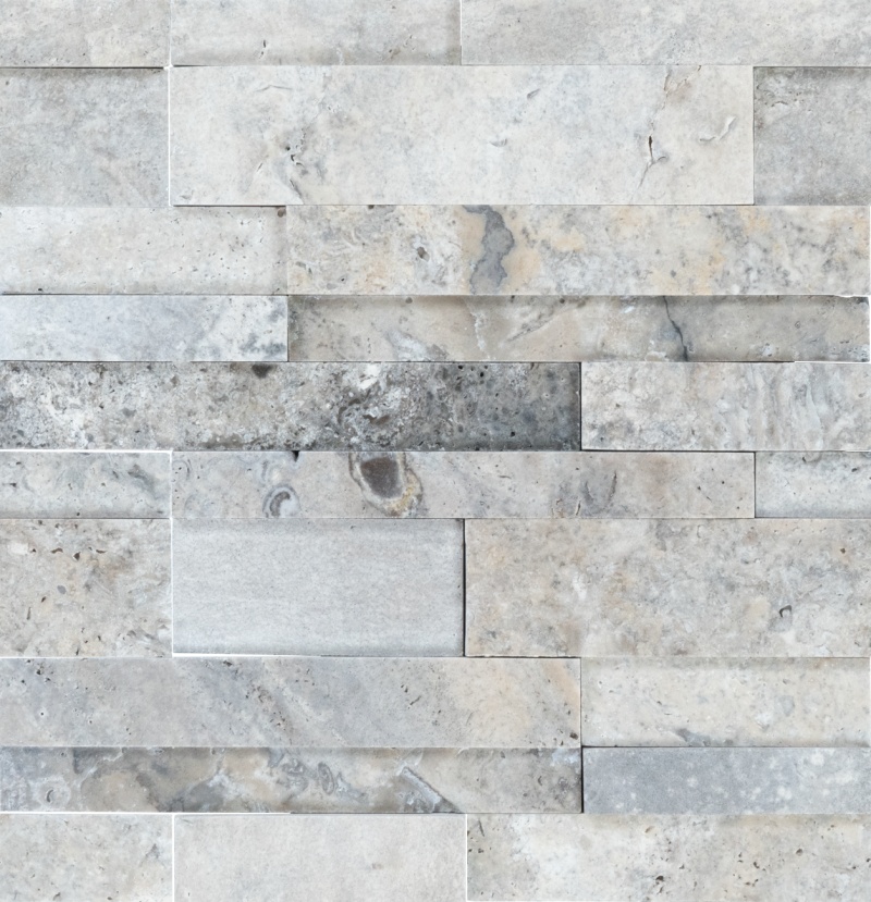 Nordic Silver 3D Panel Travertine Mosaic - 12" X 12" - Honed