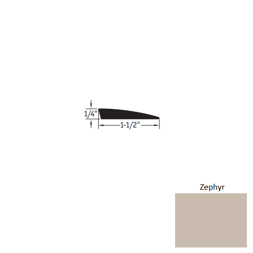 Johnsonite Zephyr Vinyl Moulding / Trim - 1/4" X 12 Ft (144") Carpet Reducer - Carpet Reducer