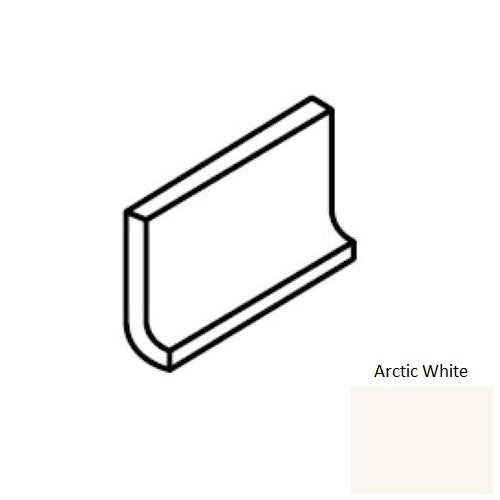 Color Wheel Classic Arctic White Ceramic Wall Trim - 3" X 6" Flat Top Cove Base