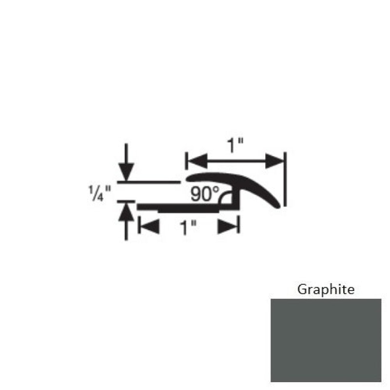 Flextones Graphite Vinyl 168 Resilient To Carpet Transition - 1" X 12 Ft - Thermoplastic