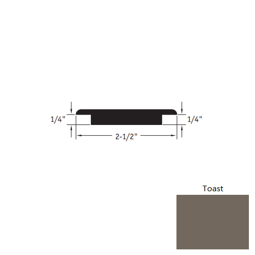 Johnsonite Toast Vinyl Moulding / Trim - 2 1/2" X 12 Ft (144") X 1/4" - 1/4" Wheeled Traffic Transition - Wheeled Traffic Transition